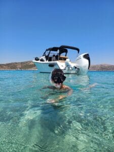 kalymnos boat trips girls swimming