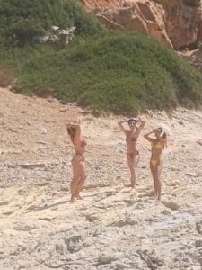 kalymnos boat trips girls on the beach